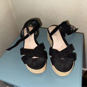 Black and Tan Espadrille Sandals